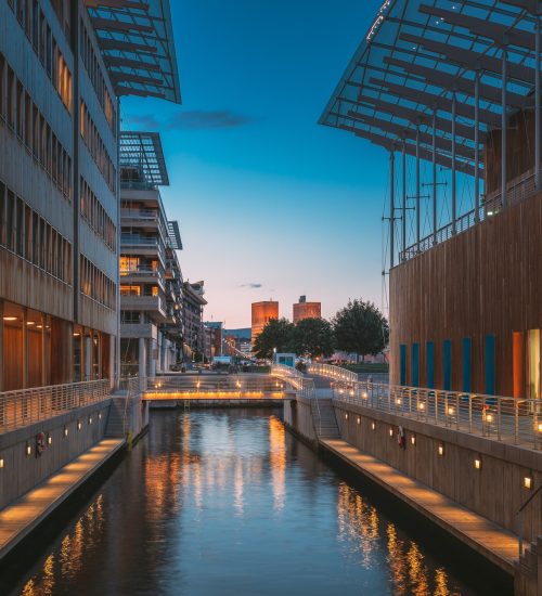 Oslo, Norway. Astrup Fearnley Museum of Modern Art, Residential Multi-storey Houses In Aker Brygge